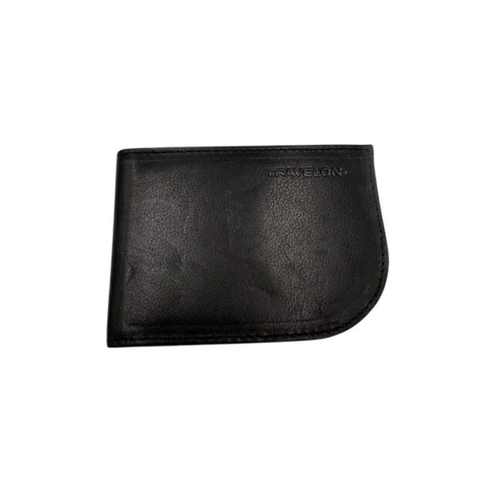 NWOT Travelon Mens Black Leather SLIM Bifold Wallet